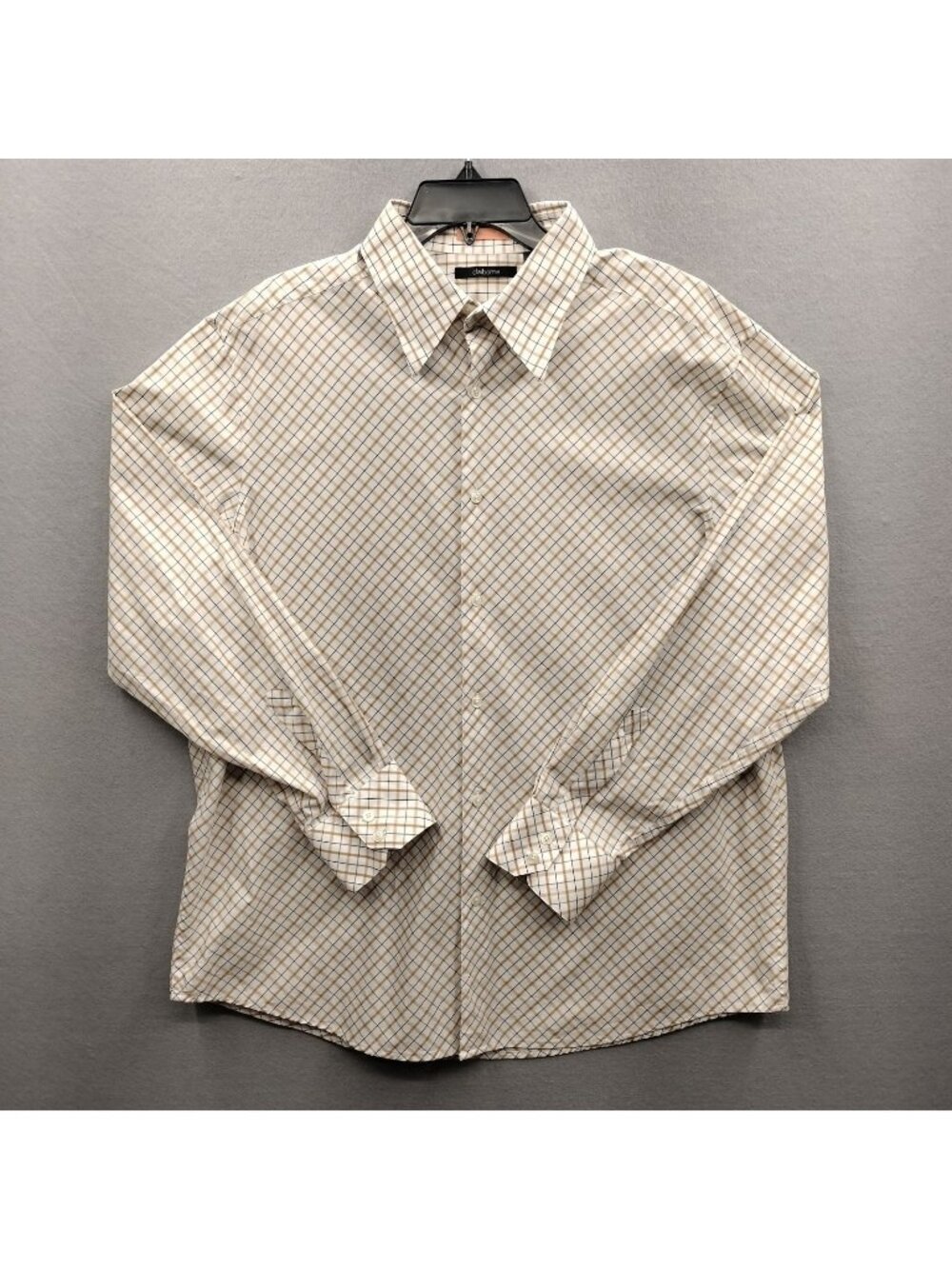 Claiborne Modern Fit Mens XL Plaid Diagonal Plaid Long Sleeve Button Up Shirt